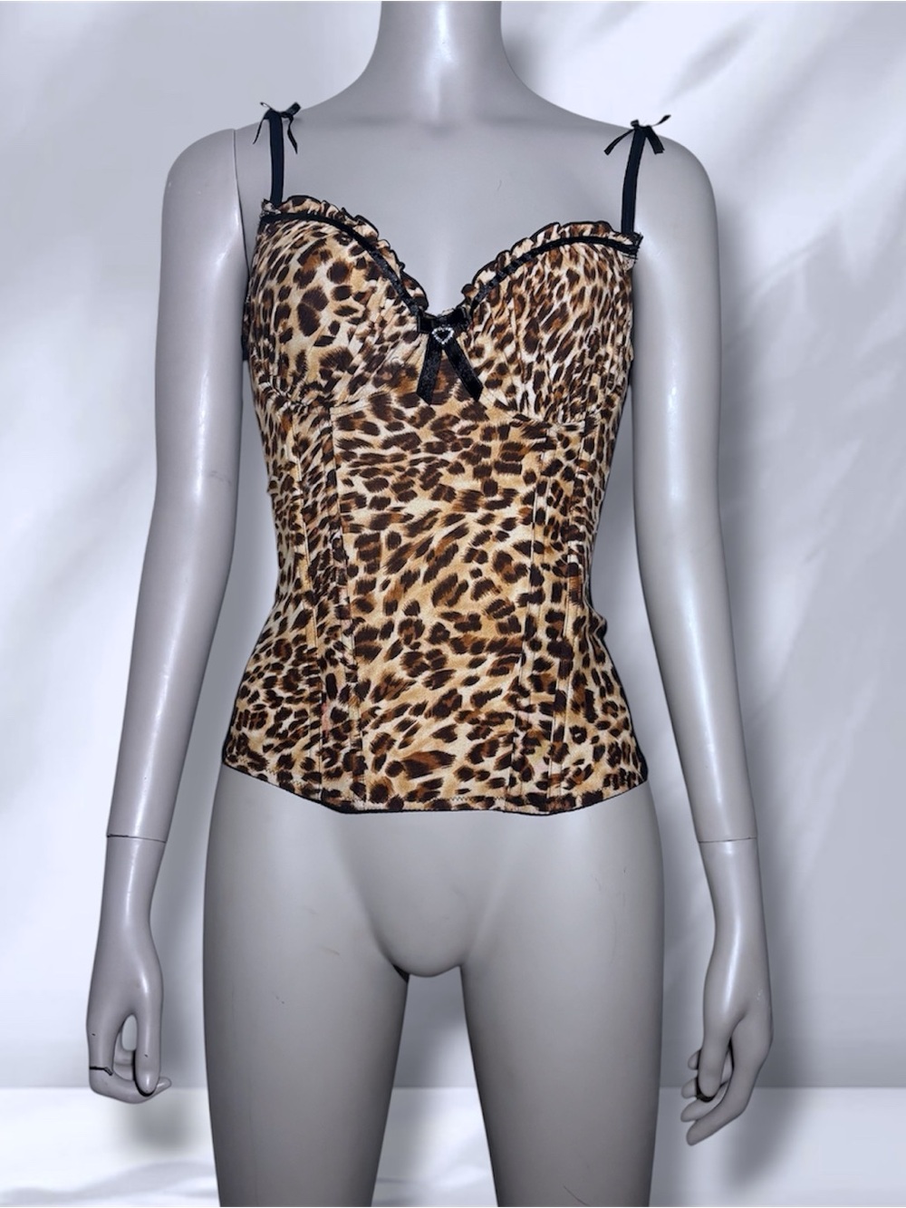 Leopard Print Satin Camisole Top with Lace Trim